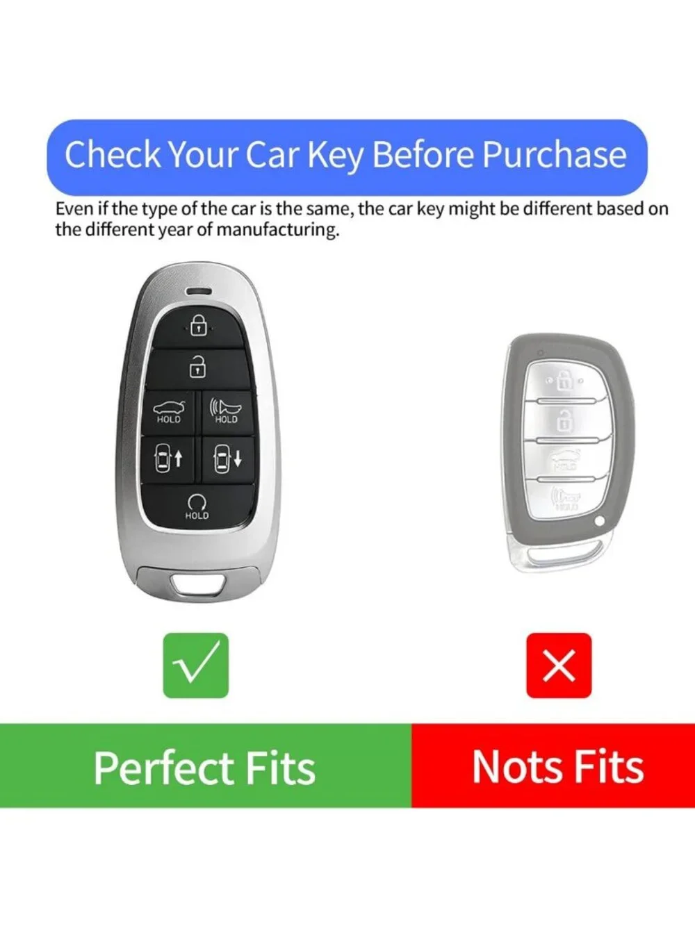 Leather Key Fob Cover with Keychain - Soft TPU Full Protection for 2021-2024